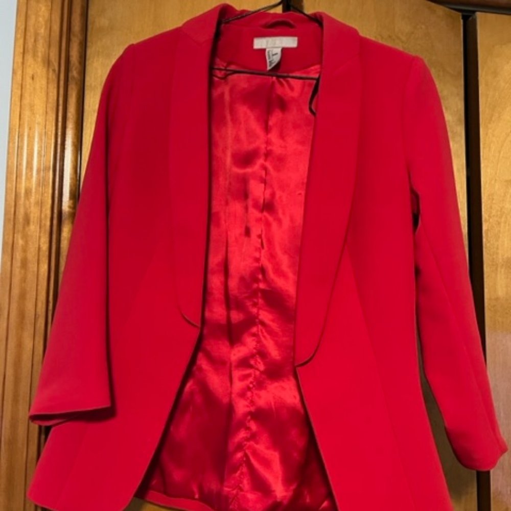H&M red blazer jacket 4